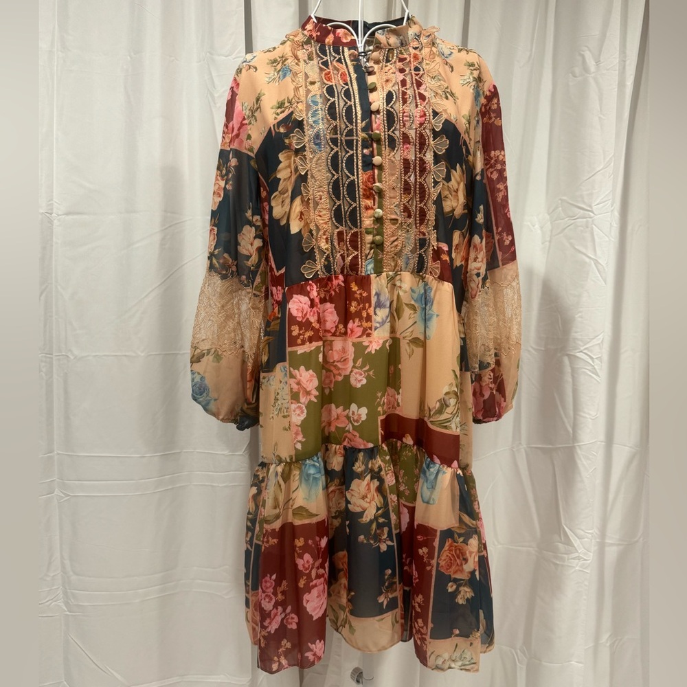 Sachin + Babi Moyer Floral Patchwork Mini Dress - Picture 1 of 16